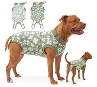 Glittme Dog Surgery Recovery Suit, 2 Pack Ribbed Fabric for Female Dogs L | Dog Cone Alternative with Adjustable Neck, Viscose from Bamboo Belly Lining, Easy Potty Access for Spay Care