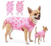 Glittme Dog Surgery Recovery Suit, 2 Pack Ribbed Fabric for Female Dogs S | Dog Cone Alternative with Adjustable Neck, Viscose from Bamboo Belly Lining, Easy Potty Access for Spay Care