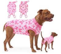 Glittme Dog Surgery Recovery Suit, 2 Pack Ribbed Fabric for Female Dogs XL | Dog Cone Alternative with Adjustable Neck, Viscose from Bamboo Belly Lining, Easy Potty Access for Spay Care