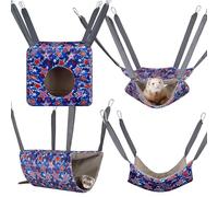 Glittme Ferret Hammock 4 Pack Ferret Cage Accessories Washable Rat Hammocks Soft Guinea Pig Hammocks for Ferrets, Rat, Sugar Glider, Squirrel