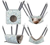 Glittme Ferret Hammock 4 Pack Ferret Cage Accessories Washable Rat Hammocks Soft Guinea Pig Hammocks for Ferrets, Rat, Sugar Glider, Squirrel