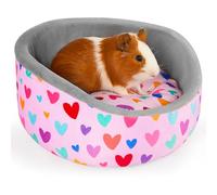 Glittme Guinea Pig Bed Soft Rabbit Beds with Thick Removable Mat Bunny Beds Machine Washable Guinea Pigs Accessories Cozy Guinea Pigs House for Rabbit, Ferret, Round Cuddler Cup Bed