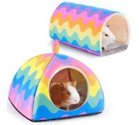 Glittme Guinea Pig Hideout - Soft Bed & Tunnel Set, Washable, Suitable for Hamster, Rabbit, Bunny & Small Animals