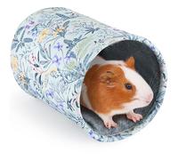 Glittme Guinea Pig Tunnel Washable Guinea Pigs Hideout Portable Rabbit Tunnels Soft Ferret Tunnel for Playing Resting Guinea Pig Accessories for Hedgehogs, Hamster, Flowers and Leaves