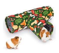 Glittme Guinea Pig Tunnel Washable Guinea Pigs Hideout Portable Rabbit Tunnels Soft Ferret Tunnel for Playing Resting Guinea Pig Accessories for Hedgehogs, Hamster,Mushrooms