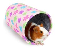 Glittme Guinea Pig Tunnel Washable Guinea Pigs Hideout Portable Rabbit Tunnels Soft Ferret Tunnel for Playing Resting Guinea Pig Accessories for Hedgehogs, Hamster, Apricot Flowers