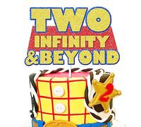 Glittter Two Infinity and Beyond Cake Topper Two Infinty and Beyond Birthday Decorations Cartoon Story 2nd Birthday Party Supplies (style A)
