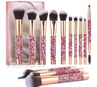 Glitz and Glam Essentials Makeup Brushes, 1 Set Rhinestone Makeup Brush Set Professional Beauty Cosmetic Brushes with Bag for Face Make Up Tools (pink)