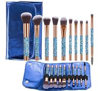 Glitz and Glam Essentials Makeup Brushes, 1 Set Rhinestone Makeup Brush Set Professional Beauty Cosmetic Brushes with Bag for Face Make Up Tools (blue)