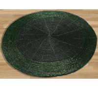 Glitz Handmade Beaded Charger Placemats - Set of 4 Handmade Beaded Placemats - Everyday Dining Essentials for Halloween, Harvest, Autumn, Fall, Holidays, Christmas - 13 Inch Round, Green Tonal