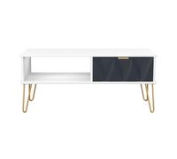 Glitz Ready Assembled 1 Drawer Coffee Table in Indigo Matt & White - Welcome Furniture | TJ Hughes