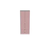 Diamond Contemporary Pink & White 2 Drawer Double Wardrobe (H)1970mm (W)740mm (D)530mm