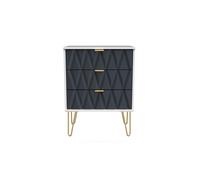 Glitz Ready Assembled 3 Drawer Chest in Indigo Matt & White - Welcome Furniture | TJ Hughes
