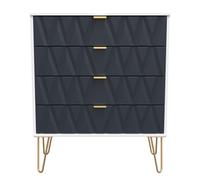 Glitz Ready Assembled 4 Drawer Chest in Indigo Matt & White - Welcome Furniture | TJ Hughes