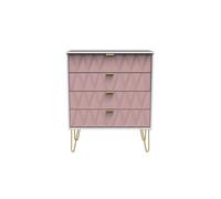 Glitz Ready Assembled 4 Drawer Chest in Kobe Pink & White - Welcome Furniture | TJ Hughes