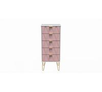 Glitz Ready Assembled 5 Drawer Tallboy in Kobe Pink & White - Welcome Furniture | TJ Hughes