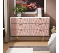 Glitz Ready Assembled 6 Drawer Wide Chest in Kobe Pink & White - Welcome Furniture | TJ Hughes