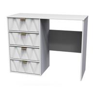 Glitz Ready Assembled Dressing Table with 4 Drawers - White Matt & White - Welcome Furniture | TJ Hughes