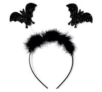 Glitz4Girlz Halloween Black Glitter Bat Headband Boppers Fancy Dress Alice Hair Band for Women Girls