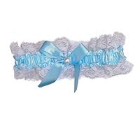 Glitz4Girlz Ladies Blue Ribbon and Lace Elasticated Garter with Centre Pearl Bead Hen Nights Wedding Bridal (Ribbon, Blue)
