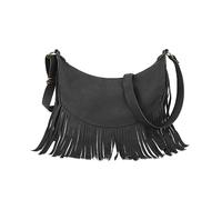 GLITZALL Boho Fringe Purse Small Crossbody Hobo Bags for Women Vegan Suede Western Country Purse, Dark Grey
