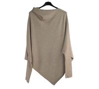Glitzee Italian Lagenlook Asymmetric Draped Jumper Off The Shoulder Knit Jumper Beige