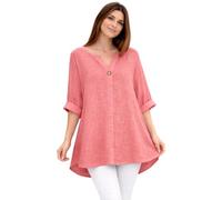 Glitzee Italian Lagenlook Oversized Tunic Top for Women | Summer Loose Fit Shirt | Cotton Fabric Material | Casual Holiday Blouse | One Size up to UK 24