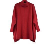 Glitzee Italian Oversized Cowl Neck Jumper for Women | Soft Batwing Knit Top with Drop Shoulder | Cuffed Sleeves & Exposed Seam Front Back | Premium Fabric Winter Casual Pullover | Many Colours Red