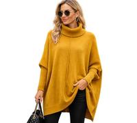 Glitzee Italian Oversized Cowl Neck Jumper for Women | Soft Batwing Knit Top with Drop Shoulder | Cuffed Sleeves & Exposed Seam Front Back | Premium Fabric Winter Casual Pullover (Mustard)