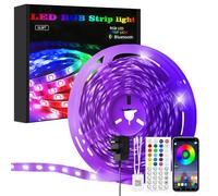 Glitzerlife 10M LED Strip Light RGB - LED Strip with Bluetooth Smart App Control Remote Music Sync Colour Changing Flexible 5050 RGB Lights for Bedroom Room Home Christmas Decoration