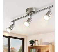Glitzerlife Spot Light Nickel 3 Way - Ceiling Light GU10 Rotatable Ceiling Spots Adjustable 350° Swiveling Design Spot Light Metal for Living Room Bedroom Kitchen Without Bulbs