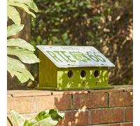 Glitzhome 14”L Wood Hanging Birdhouse for Outdoors Green Licence Plate Route 66 Welcome Painted Bird House Rustic Weatherproof Bird House for Bluebird Wren Sparrow Bird Nest Box for Garden Patio