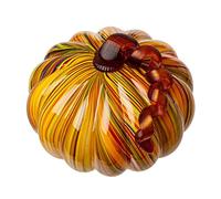 Glitzhome 5.00 Inch Hand Blown Rainbow Striped Glass Pumpkin Table Accent for Fall Harvest Decorating for Mother