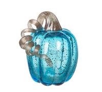 glitzhome 6.1"""" Blue Handblown Glass Pumpkin Table Accent for Fall & Harvest Thanksgiving Halloween Decoration