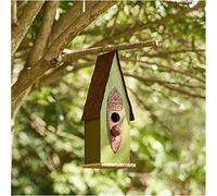Glitzhome Distressed Green Solid Wood Birdhouse Hand Painted Hanging Bird House for Outdoors 13.25" H