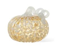 Glitzhome Fall Glass Pumpkin Decor Hand Blown Glass Pumpkin Table Top Home Decor for Fall Harvest & Thanksgiving Decorating, 5" H, Amber