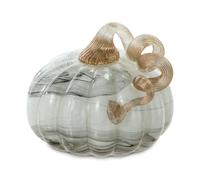 glitzhome Hand Blown Glass Pumpkin Table Accent for Fall Harvest Decorating for Mother Gray Marble 4.13"""" H