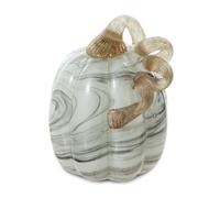 glitzhome Hand Blown Glass Pumpkin Table Accent for Fall Harvest Decorating for Mother Gray Marble 5.71"""" H