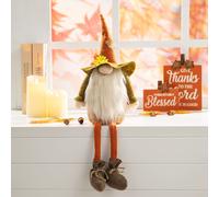 Glitzhome Handmade Swedish Tomte Fall Halloween Christmas Elf Gifts Fabric Gnome Sitter Decor 24"""" H Orange