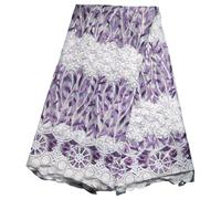 GlitzUp Elegant French African Floral Embroidered Sequins Tulle Lace Fabric for Dressmaking, African Bridal Wedding, Party, and Nigerian Lace Material, 5 Yards (PURPLE)
