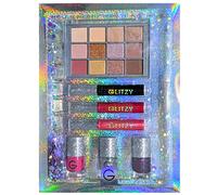 Glitzy Glam Deluxe Cosmetic Gift Set Christmas Holidays Edition, Eyeshadow Palette, Mascara, Lip gloss, Nail Varnish Set