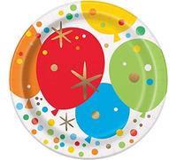 Glitzy Gold Foil Birthday Round Paper Dessert Plates (17cm) Pack of 8 - Perfect for Celebrations & Parties
