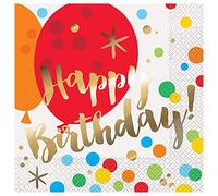 Glitzy Gold Foil-Stamped Birthday Luncheon Paper Napkins (16cm) Pack of 16 - Elegant Party Napkins for Celebrations