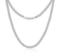 GLIVEOR 925 Sterling Silver 5mm Cuban Link Chain for Men Women Diamond Cut 16" 20" 22.4" 26" 28" 30", 28 Inch, Brass, No Gemstone