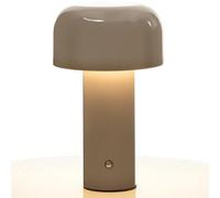 Glivpny Modern Mushroom Table Lamp for Portable Touch Dimming,Rechargeable LED Night Light with 3-Levels Brightness,Bedside Lamp for Indoor Outdoor Restaurant Bar Coffee Shop (Light Gray), HJ-JS001