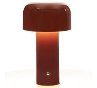 Glivpny Modern Mushroom Table Lamp, Rechargeable LED Night Light with 3-Level Dimming, Bedside Lamp for Indoor/Outdoor, Restaurant, Bar, Coffee Shop (Wine Red), HJ-JS001