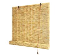 GLixionale Natural Bamboo Roller Blinds 80 90 100 120 140 160 180cm Wide Sunshades Reed Curtains Outdoor Bamboo Blinds for Pergola Waterproof Patio Blinds for Garden Kitchen Blinds Roller with Lifter