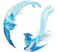 Glixoft 1 Pair Phoenix Birds Applique Animal Printing Embroidery Patch Diy Patchwork Patches Sew on Decoration for Clothes Bag