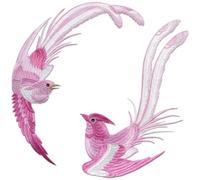 Glixoft 1 Pair Phoenix Birds Applique Animal Printing Embroidery Patch Diy Patchwork Patches Sew on Decoration for Clothes Bag
