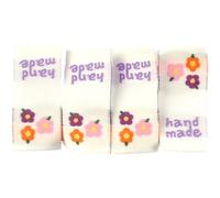 Glixoft 100 Pcs Flower Sewing Labels Personalized Tags Handmade Woven Fabric Labels for Handmade Items Clothing Knitting Quilting Hat Scarf Garment Sewing Crafts